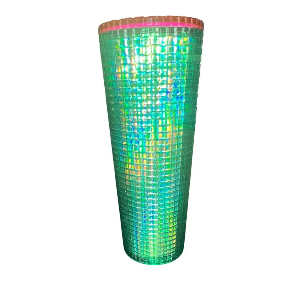 Starbucks Spring 2023 Watermelon Grid Green Pink Lid 24oz Cold Cup Tumbler